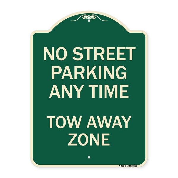 Signmission No Street Parking Anytime Tow Away Zone Heavy-Gauge Aluminum Sign, 24" x 18", G-1824-23566 A-DES-G-1824-23566 - main